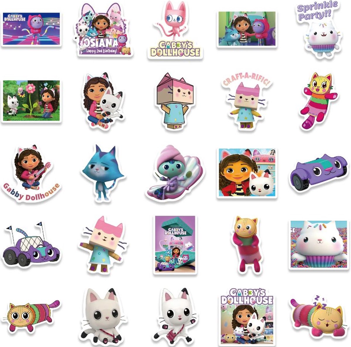 Gaby Poppenhuis Speelgoed Stickers Waterproof - Gabys Dollhouse Stickers Meisjes Speelgoed - Verjaardag activiteit - Feestactiviteit - Gaby Poppenhuis Stickers 25 stuks - Gaby Poppenhuis speelgoed